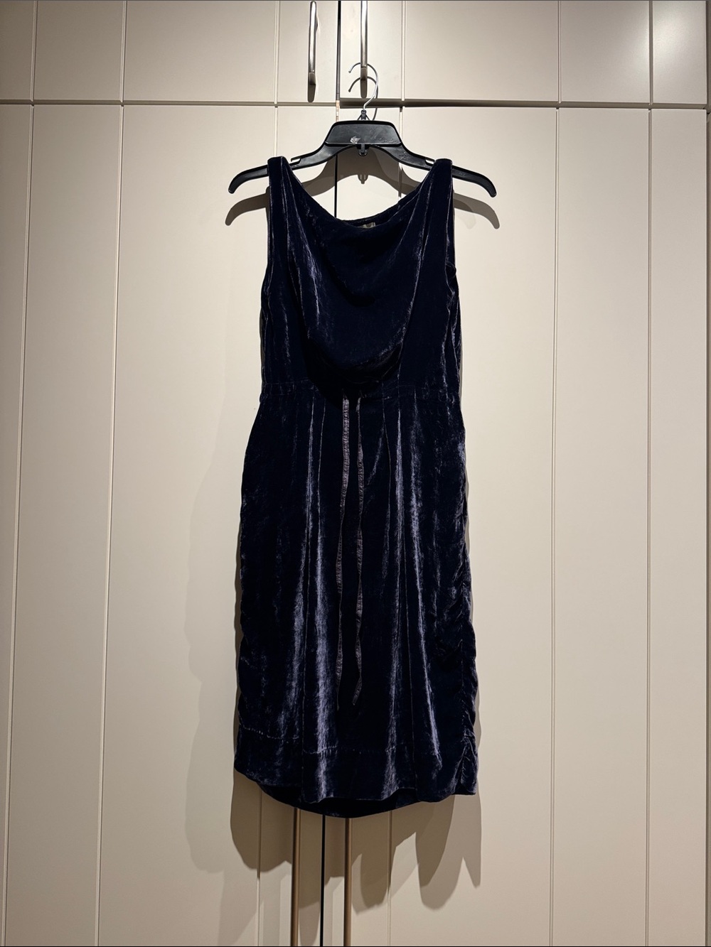 Annam  Navy Velvet Cowl Midi Dress